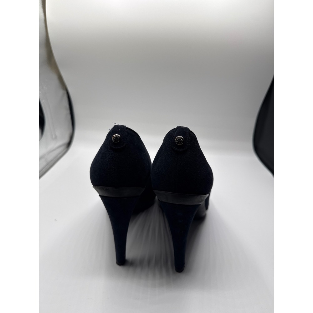 Stuart Weitzman Navy Blue Suede Platform Pumps Round Toe Stiletto Heels - Picture 3 of 8